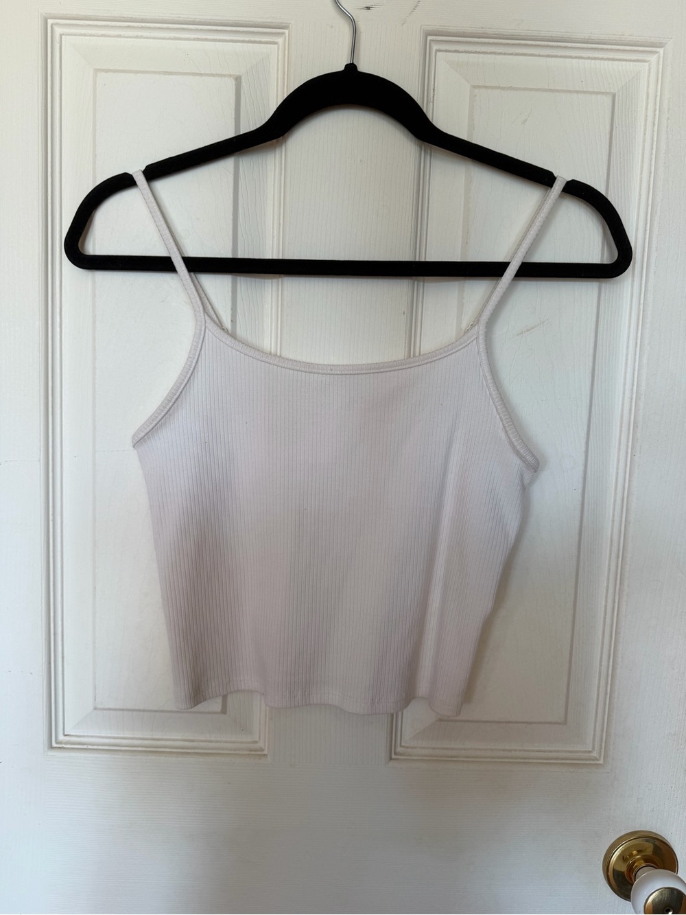 American Eagle Outfitters White Ribbed Slim-Strap Crop Cami